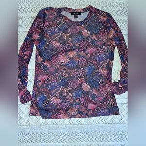 Karen Kane Floral Long Sleeve Women's Top Sheer Sz M
